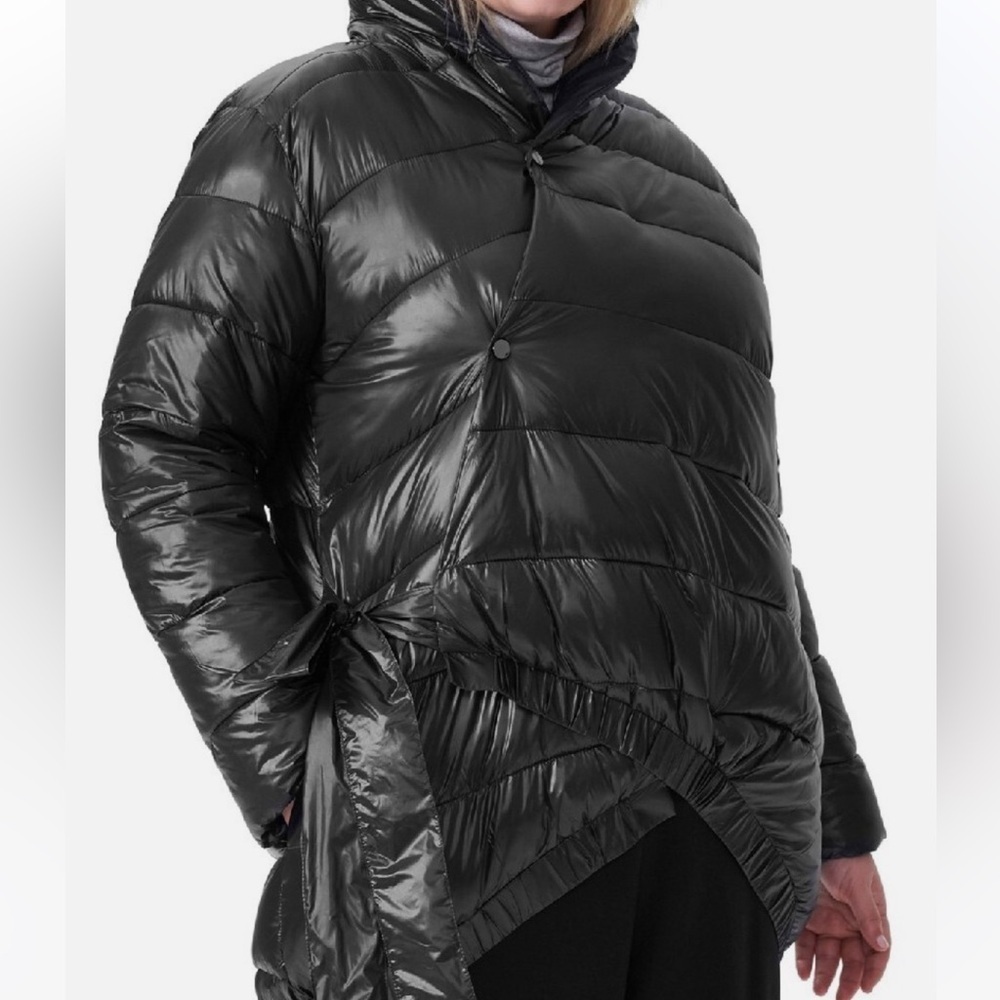 Universal Standard Kanda Black Tie-Waist Puffer Jacket Size XS/10/L